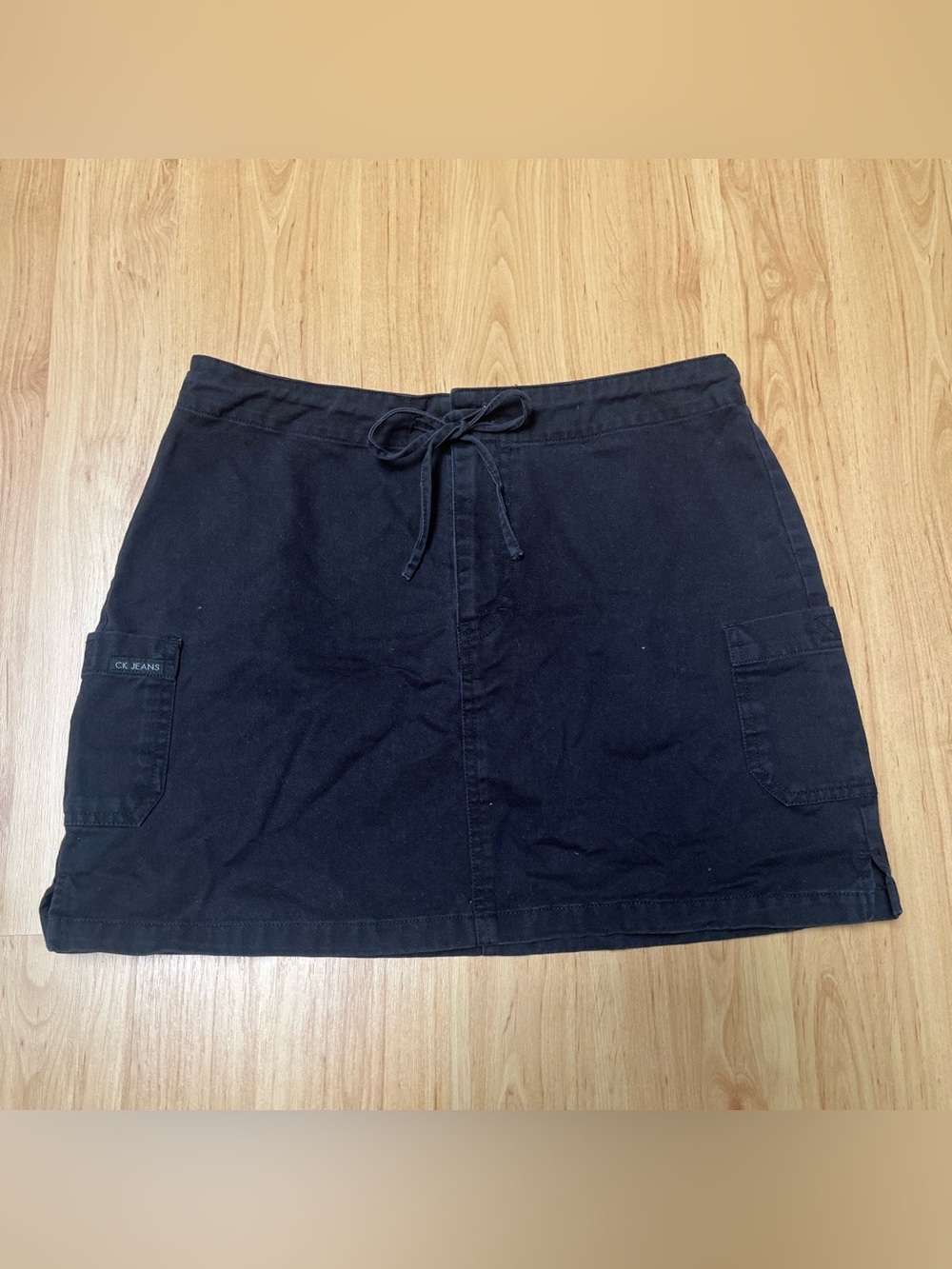 Vintage Calvin Klein black denim cargo mini skirt